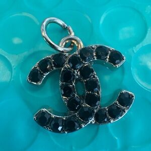 Silver and Black Crystal Logo Pendant